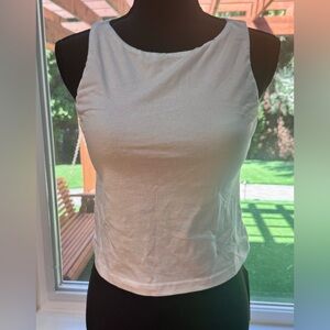 OGL White Tank Top for Women built in bra high neck small
